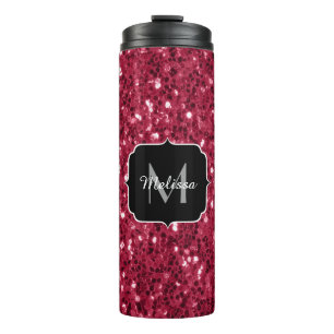 Bouteilles Isothermes Monogramme rose foncé magenta faux scintillants