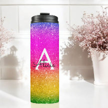 Monogramme rose jaune Arc-en-ciel