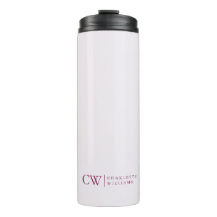 Bouteilles Isothermes Monogramme rose personnalisé initial et nom Tumble