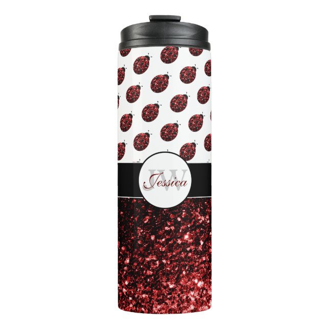 Bouteilles Isothermes Monogramme rouge foncé coccinelle faux parties sci (Devant)