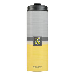 Bouteilles Isothermes Monogramme simple à deux tons jaune et gris des i