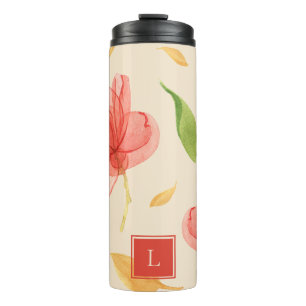Bouteilles Isothermes Monogramme solaire à fleurs rouges
