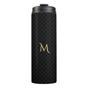 Bouteilles Isothermes Monogramme sur mesure Motif noir en acier lisse