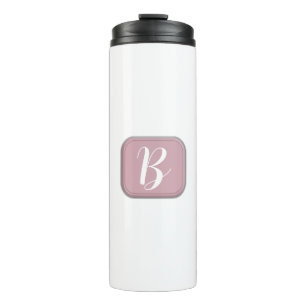 Bouteilles Isothermes Monogramme sur tumbler thermique rose et blanc