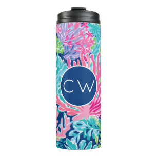 Bouteilles Isothermes Monogramme Tropical Océan Motif rose bleu