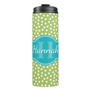 Bouteilles Isothermes Monogramme Turquoise de Motif blanc vert
