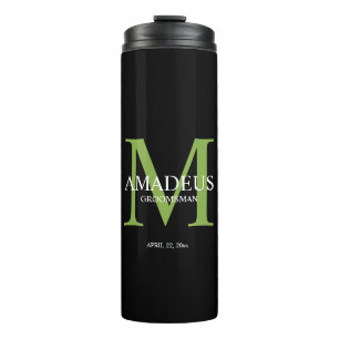 Bouteilles Isothermes Monogramme vert vif Tumbler thermique nommé