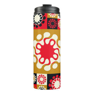 Bouteilles Isothermes Mosaïque Rouge Or Asiatique, Style Ethnique.