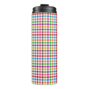 Bouteilles Isothermes Motif à carreaux gingham arc-en-ciel coloré - Blan