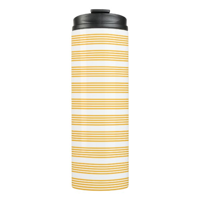Bouteilles Isothermes Motif à cinq bandes jaune et blanc ensoleillé (Devant)
