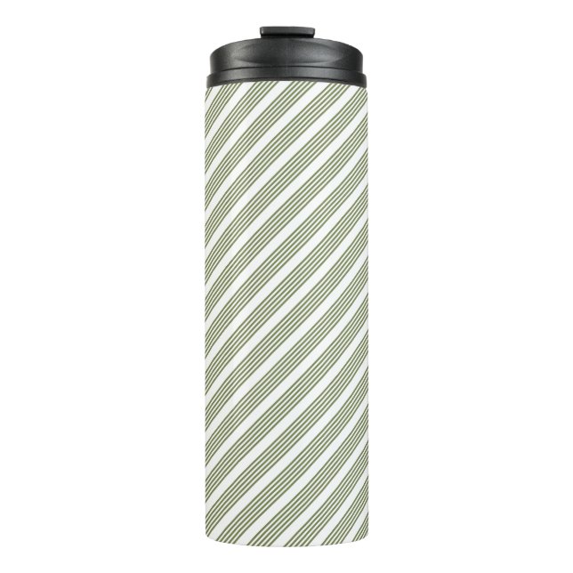 Bouteilles Isothermes Motif à cinq bandes vert et blanc olive (Devant)