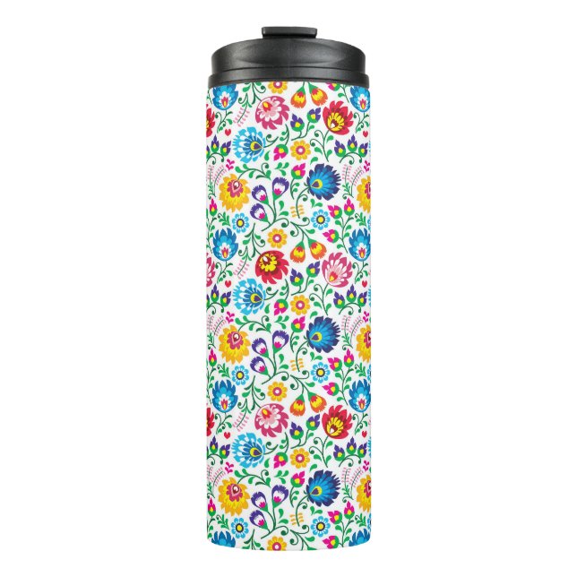 Bouteilles Isothermes Motif à fleurs d'art populaire 2 (Devant)