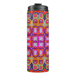 Bouteilles Isothermes Motif abstrait de kaléidoscope orange rose vibrant