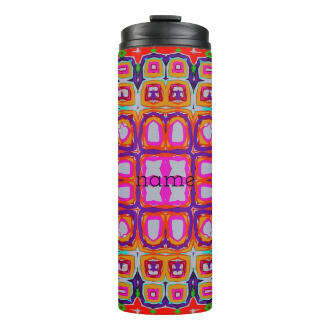 Bouteilles Isothermes Motif abstrait de kaléidoscope orange rose vibrant (Devant)