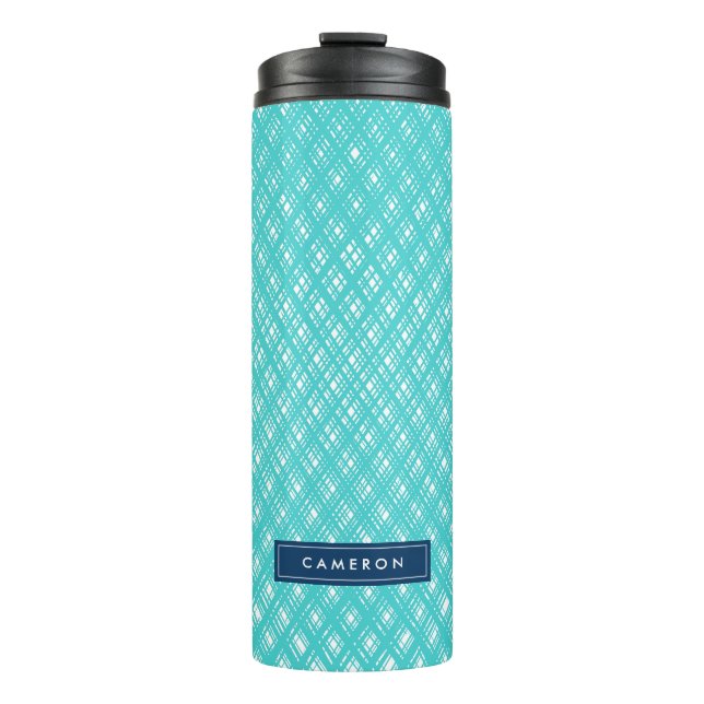 Bouteilles Isothermes Motif Abstrait de traits de ligne turquoise (Devant)