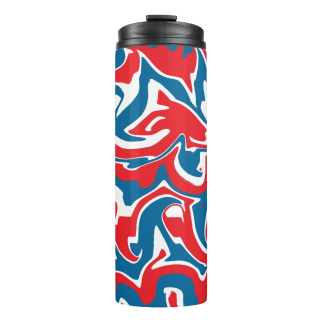 Bouteilles Isothermes Motif abstrait rouge blanc et bleu (Devant)