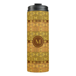 Bouteilles Isothermes Motif africain d'or ethnique. Adinkra. Thermal Tu