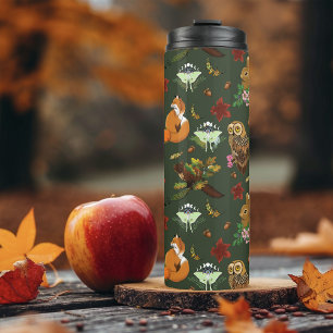 Bouteilles Isothermes Motif Animaux de la Forêt Boisée Automne Vert