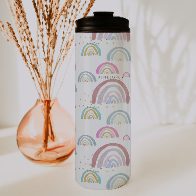 Bouteilles Isothermes Motif arc-en-ciel joyeux | Monogram Tumbler (Créateur téléchargé)