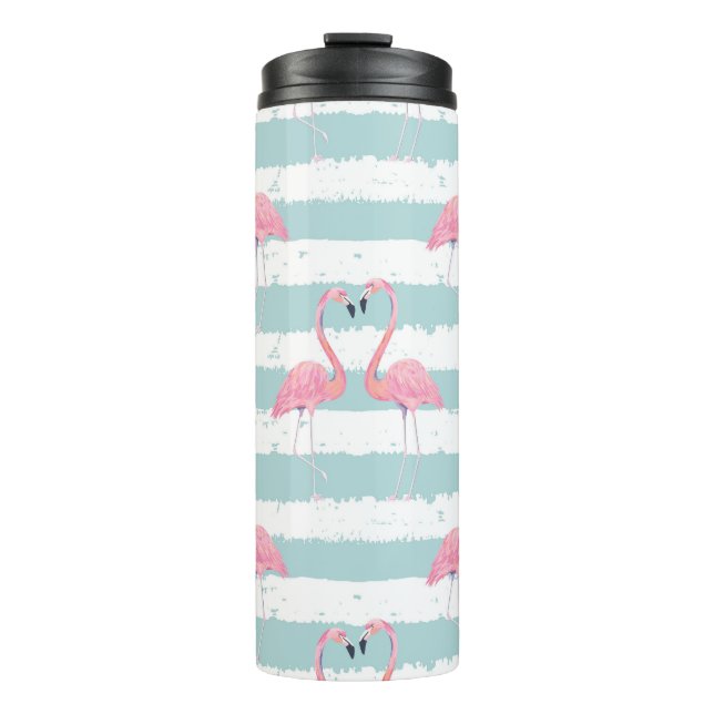 Bouteilles Isothermes Motif Arrière - plan Exotique Flamant rose rayé (Devant)