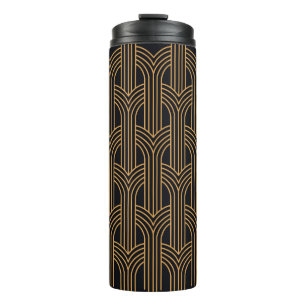 Bouteilles Isothermes Motif Art Déco sans couture. Mini géométrique vint
