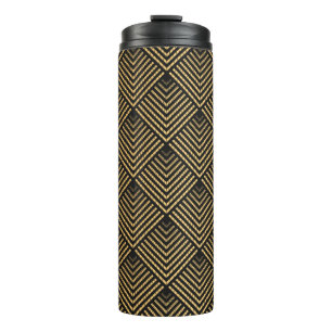 Bouteilles Isothermes Motif Art déco. Simples grappes noir et or