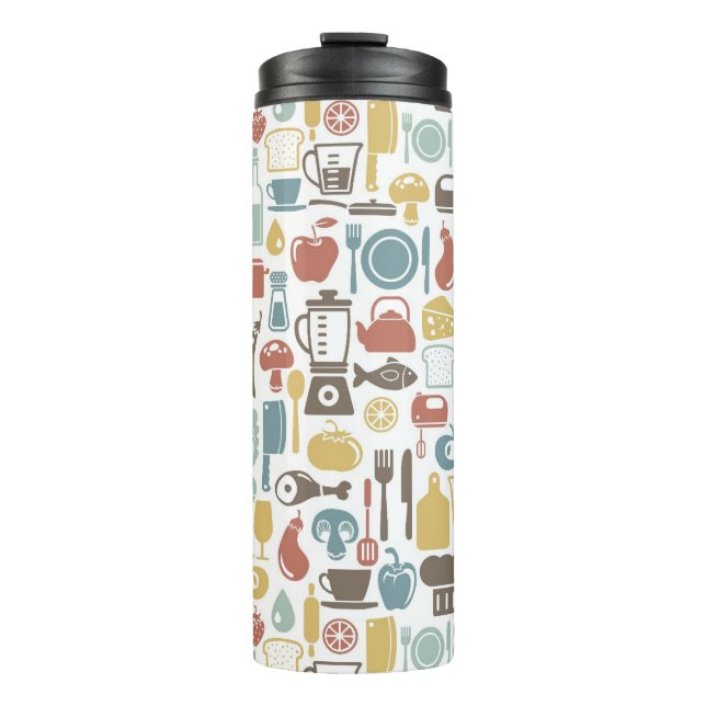 Bouteilles Isothermes Motif avec des icônes de cuisine (Devant)