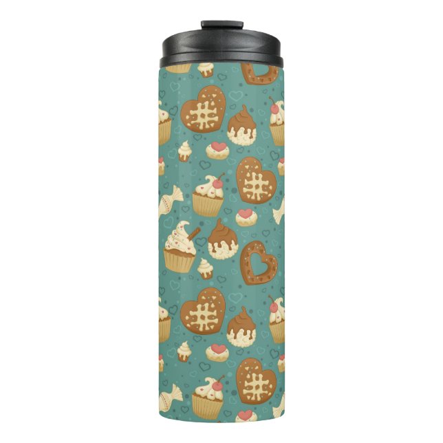 Bouteilles Isothermes Motif avec des petits gâteaux et des sucreries (Devant)