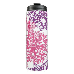 Bouteilles Isothermes Motif avec les asters et le dahlia roses