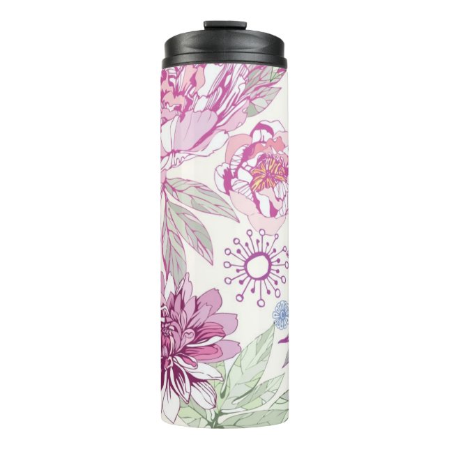 Bouteilles Isothermes Motif avec les fleurs roses (Devant)