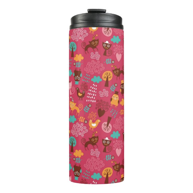 Bouteilles Isothermes Motif avec les oiseaux et les chats mignons (Devant)