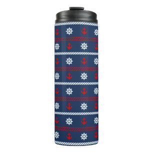 Bouteilles Isothermes Motif blanc et bleu rouge d'océan