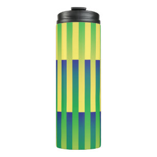Bouteilles Isothermes Motif bleu jaune vert rayé
