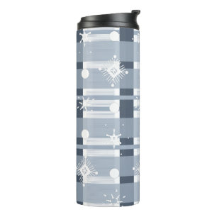 Bouteilles Isothermes Motif carreau de Noël flocons bleus