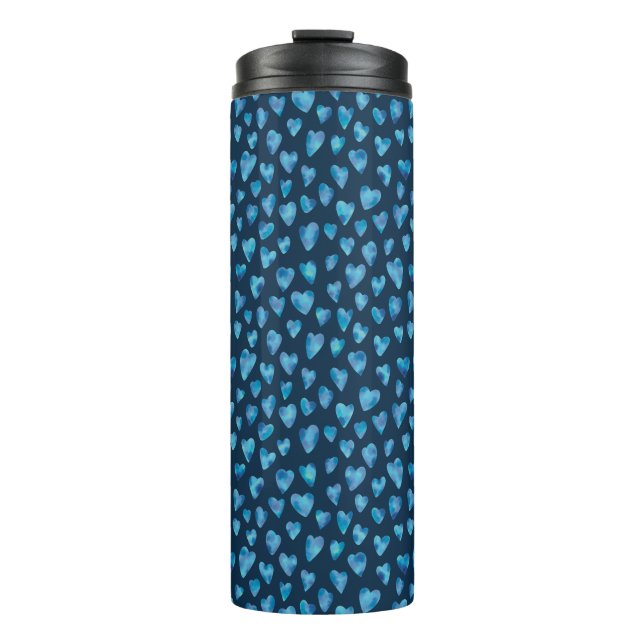 Bouteilles Isothermes Motif d'aquarelle Blue Hearts (Devant)