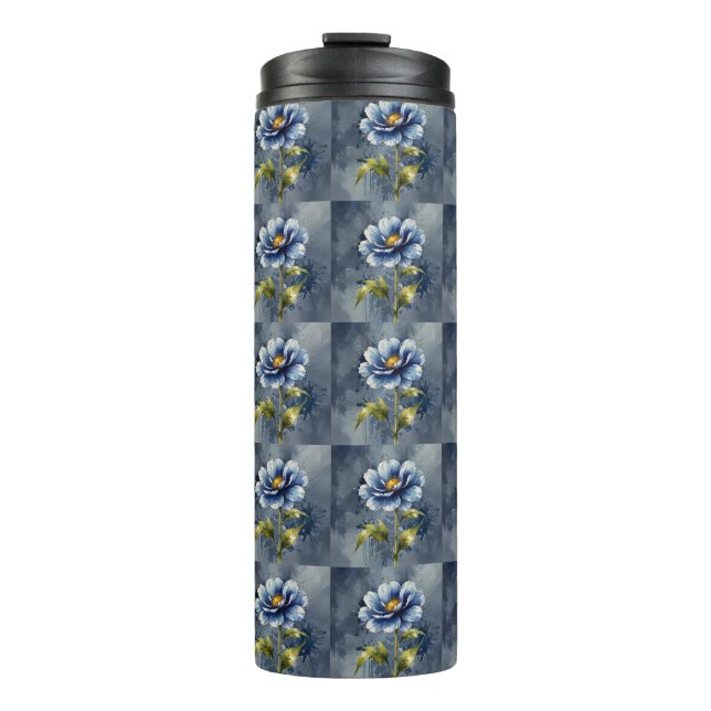 Bouteilles Isothermes Motif d'aquarelle de fleurs bleues (Devant)