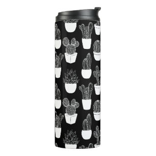 Bouteilles Isothermes Motif d'art de la ligne blanche Cactus