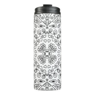 Bouteilles Isothermes Motif d'art en ligne monochrome noir et blanc
