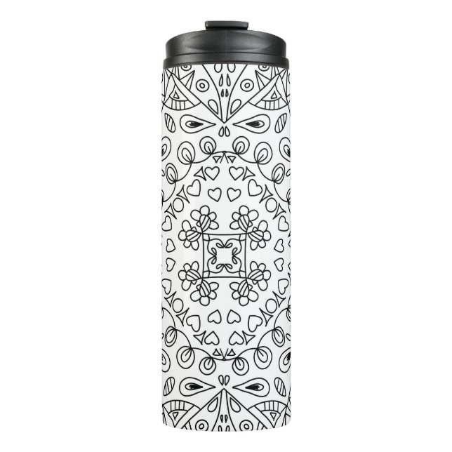 Bouteilles Isothermes Motif d'art monochrome noir et blanc (Devant)