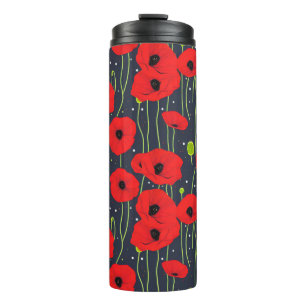 Bouteilles Isothermes Motif d'art vibrant de coquelicots rouges modernes