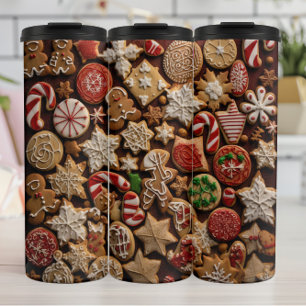 Bouteilles Isothermes Motif de biscuits de Noël assortis