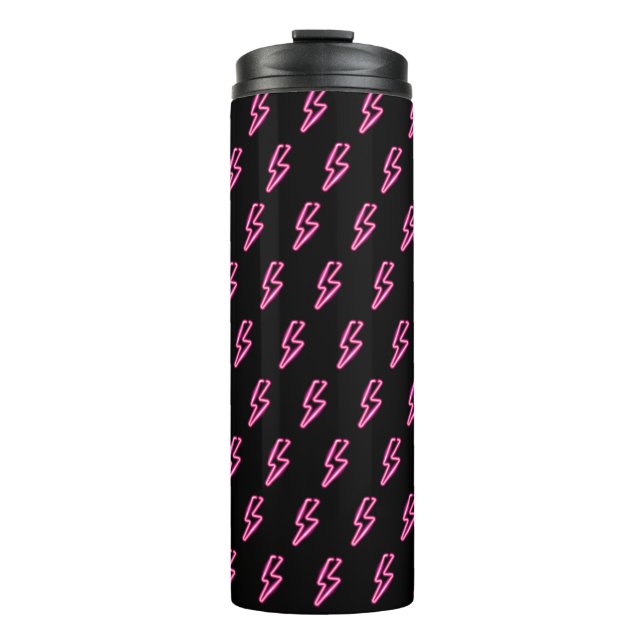 Bouteilles Isothermes Motif de boulon à éclair de néon rose (Devant)
