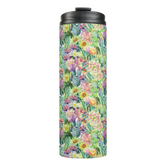 Bouteilles Isothermes Motif de cactus d'aquarelle en fleurs exotiques