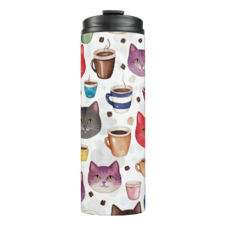 Bouteilles Isothermes Motif de chat joueur et gribouillis de café