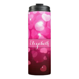 Bouteilles Isothermes Motif de coeur rose blanc Monogramme moderne