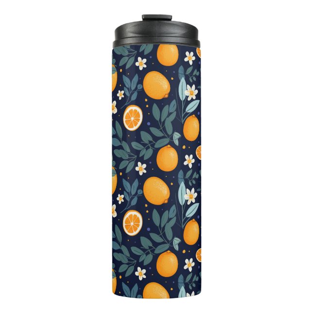 Bouteilles Isothermes Motif de délice orange et floral (Devant)