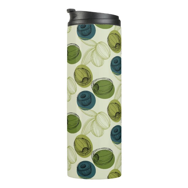 Bouteilles Isothermes Motif de dessin de croquis vert olive (Tourné sur la droite)