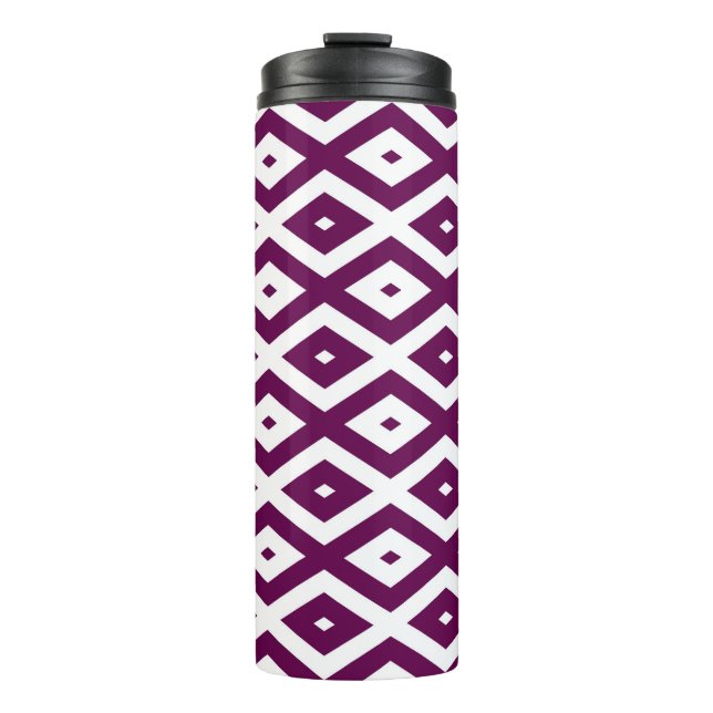 Bouteilles Isothermes Motif de diamant blanc et violet de prune (Devant)