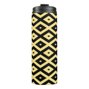 Bouteilles Isothermes Motif de diamant jaune citron et noir