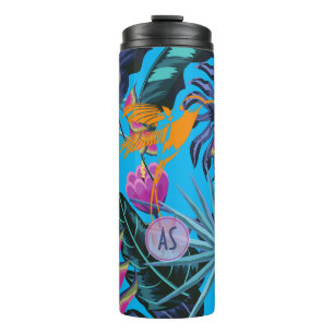 Bouteilles Isothermes Motif de feuillage tropical gras avec colibri
